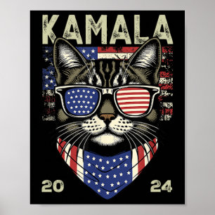 Poster Cat Lady Kamala-harris 2024 - Gato de Bandeira Ame