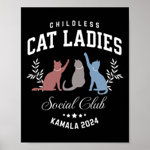 Poster Cat Lady Social Club Kamala-harris Presidente 2024