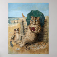 Cat Lendo um Livro de Louis Wain