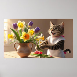 Poster Cat Mãe está arranjando Flores