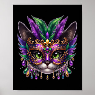 Poster Cat Mask Mardi Gras New Orleans Carnaval