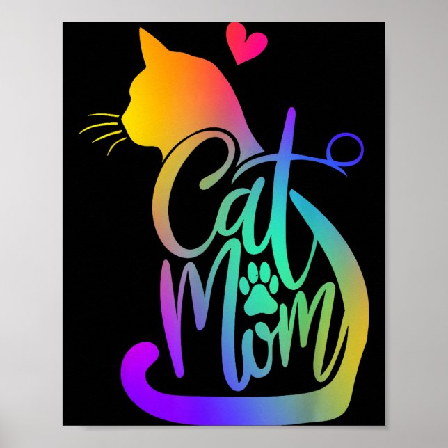 Poster Cat Mom Cat Lover Cute Mother's Day Mama I Love My (Frente)