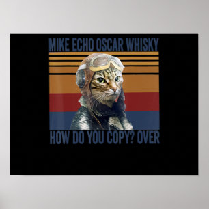 Poster Cat Pilot Mike Echo Oscar Whisky Costume Gift