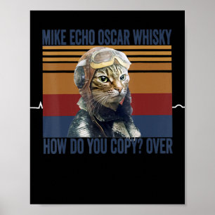 Poster Cat Pilot Mike Echo Oscar Whisky Costume Gift