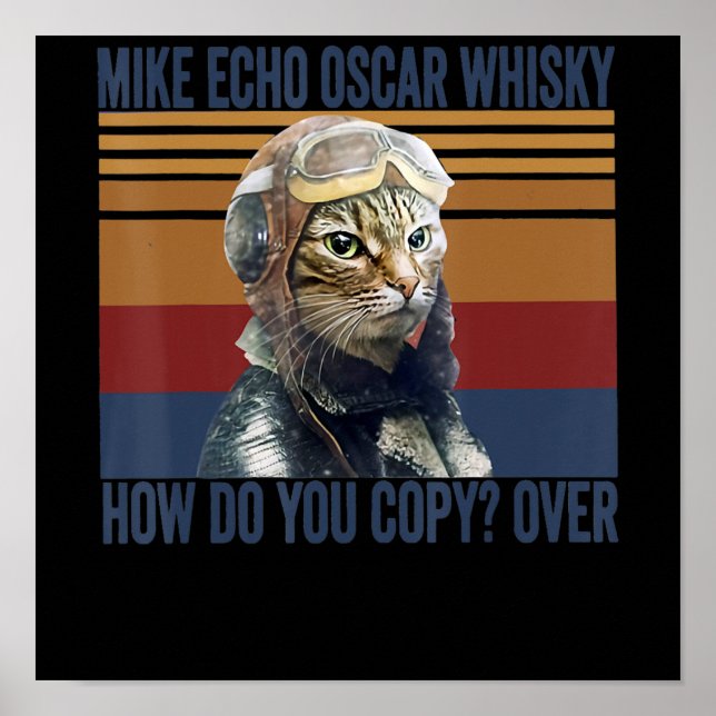 Poster Cat Pilot Mike Echo Oscar Whisky Costume Gift (Frente)