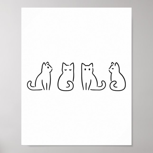 Poster Cat Posse Cat Lover Arte Minimalista (Frente)