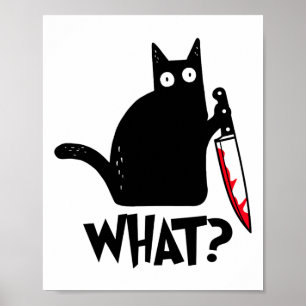 Poster Cat Que Camisa Negra Engraçada De Gato