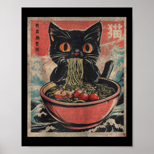 Poster Cat Ramen Japonês Funny Kawaii Cat Graphic Mens G