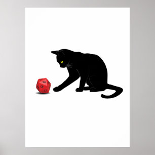Poster Cat Rolling Dice RPG RPG Jogos Jogando Lov
