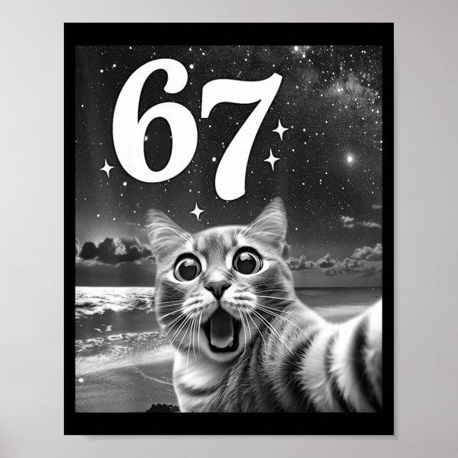 Poster Cat Selfie With 67 Meme Funny Cats Graphic For Men (Frente)