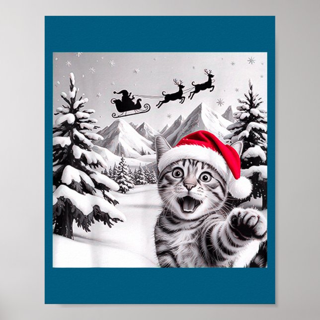 Poster Cat Selfie With Santa  (Frente)
