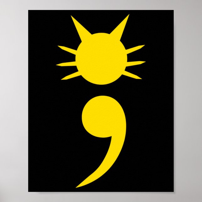 Poster Cat Semicolon pode sensibilizar a saúde mental mês (Frente)