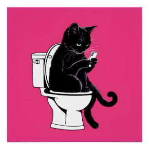 Póster Cat Sentado em um Banheiro