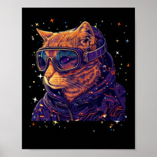 Poster Cat Ski Snowboard óculos Engraçados Esqui Snowboar
