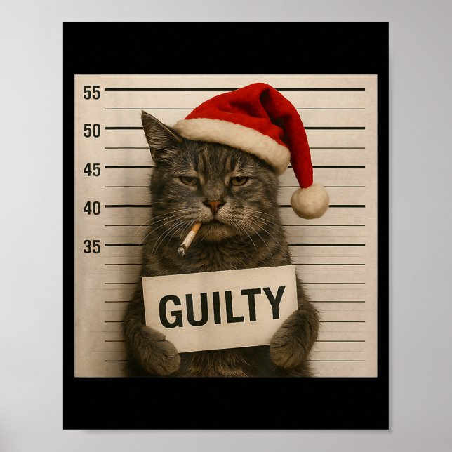 Poster Cat Smoking Cigarette Christmas Funny Meme Cat  (Frente)