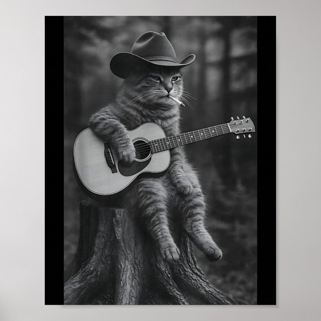 Poster Cat Smoking Cigarette Racoon Ossum Funny Meme Cowb (Frente)