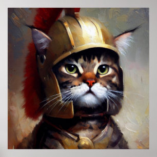 Poster Cat Spartan Soldier