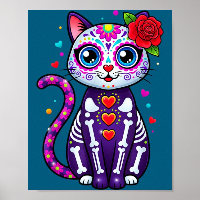 Poster Cat Sugar Skull Cute Cat For Cat Lover Cat-m  (Frente)