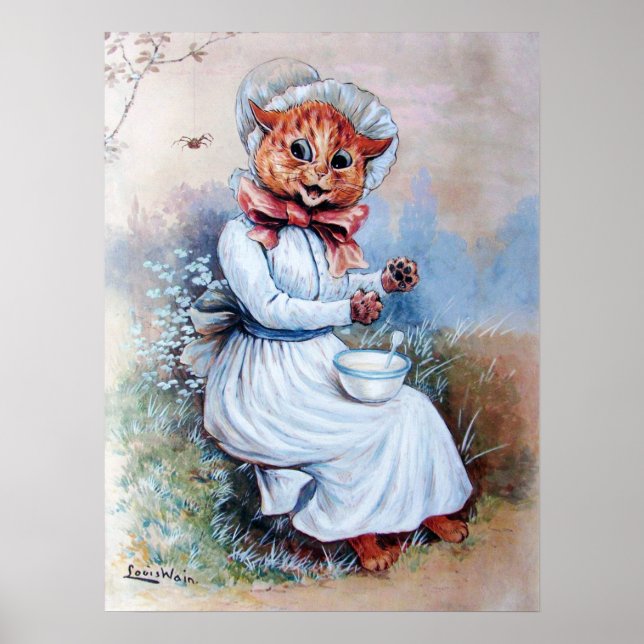 Poster Cat Surprised by a Spider, Louis Wain (Frente)