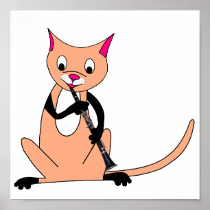 Poster Cat tocando o Clarinet