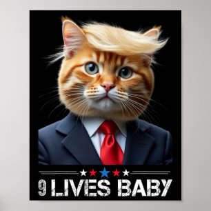 Poster Cat Trump 9 Lives Ba1Memória Trump
