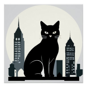 Póster Cat Vetor Art Animal Modern Urban Graphic City