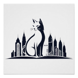 Póster Cat Vetor Art Animal Modern Urban Graphic City