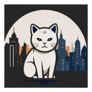 Póster Cat Vetor Art Animal Modern Urban Graphic City