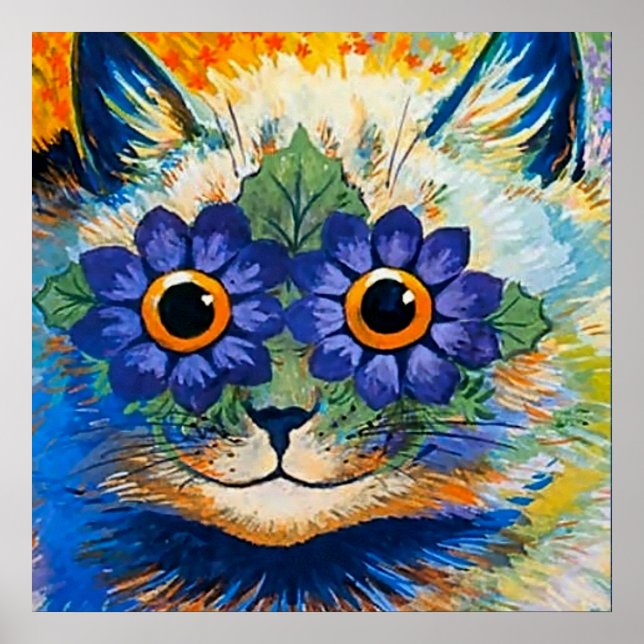 Poster "Cat with Blue Petals" de Louis Wain (Frente)