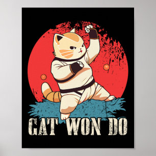 Poster Cat Wo Do Shirt Cat Camisa Feliz Karate Taekwondo