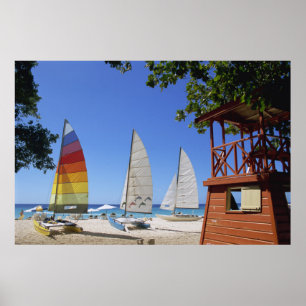 Póster Catamarãs e suporte do Lifeguard na praia