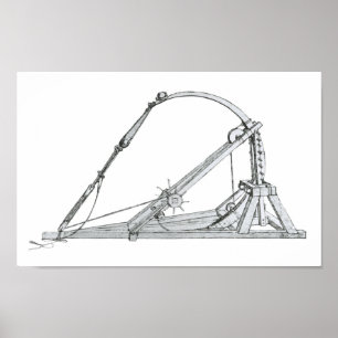 Póster Catapulta, Leonardo da Vinci