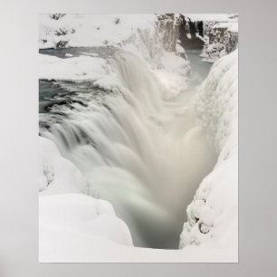 Póster Catarata Godafoss, inverno, Islândia