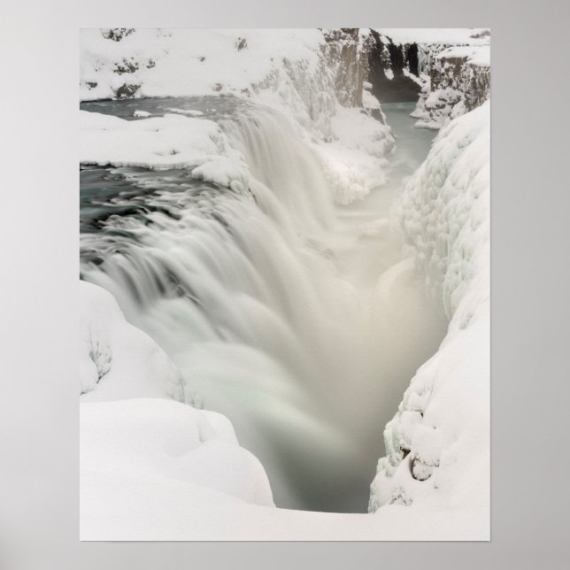 Póster Catarata Godafoss, inverno, Islândia (Frente)