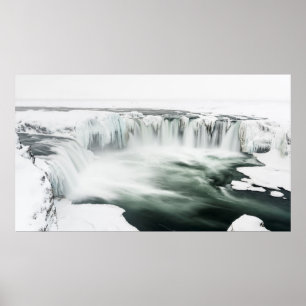 Póster Catarata Godafoss, inverno, Islândia 4