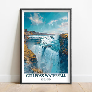 Poster Catarata Gullfoss Islândia Arte - Cartaz Gullfoss