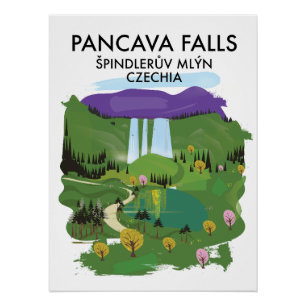 Póster Cataratas de Pancava Špindlerův Mlýn, República Tc