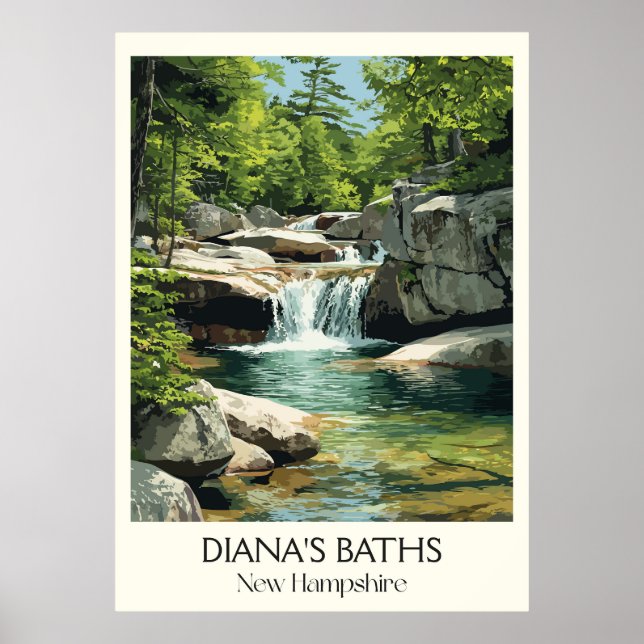 Poster Cataratas Diana's Baths New Hampshire (Frente)