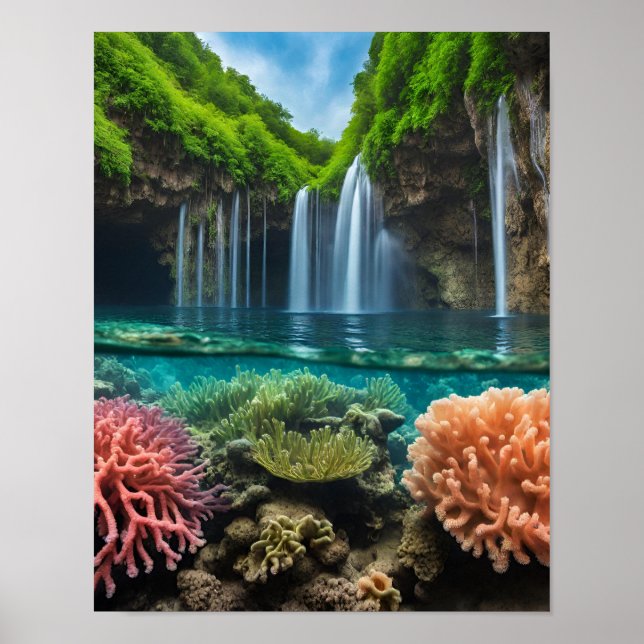 Poster Cataratas tropicais coloridas (Frente)