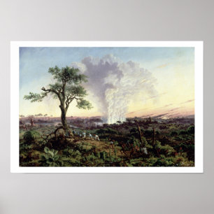 Póster Cataratas Vitória no nascer do sol, com "o fumo",