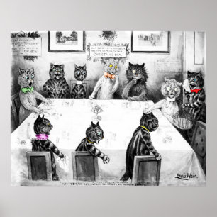 Poster Catástrofe de Natal em Gatos por Louis Wain