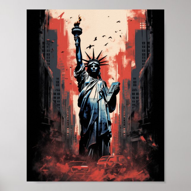 Poster Catástrofe em torno da estátua da liberdade (Frente)