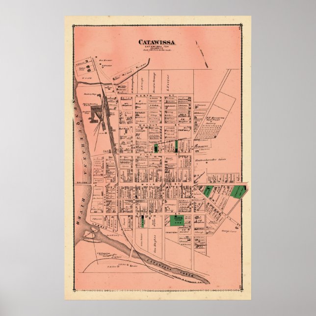 Póster Catawissa 1876 Beers Atlas (Frente)