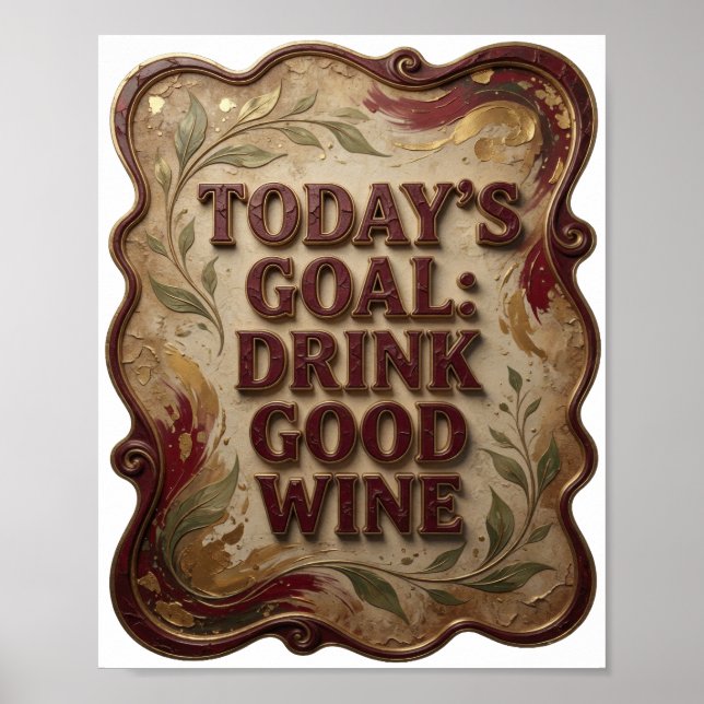Poster Catchy Pink OBJETIVO DE HOJE BEBER VINHO BOM (Frente)