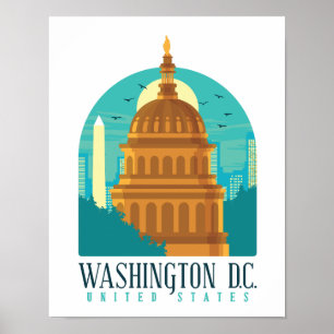 Poster Catedral Capitólio dos Estados Unidos em Washingto