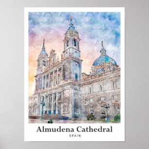 Poster Catedral de Almudena Madrid Espanha Viagem Waterco
