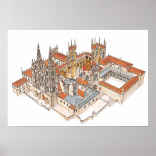 Póster Catedral de Burgos. Espanha