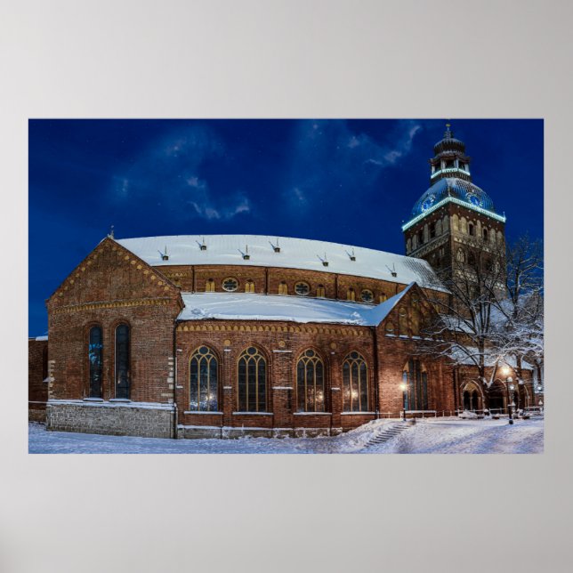 Poster Catedral de Dome na praça Dome em Riga, Letónia (Frente)
