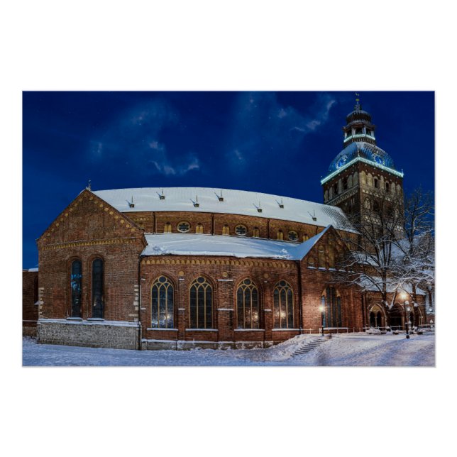 Póster Catedral de Dome na praça Dome em Riga, Letónia (Frente)