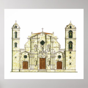 Póster Catedral de La Habana. Cuba